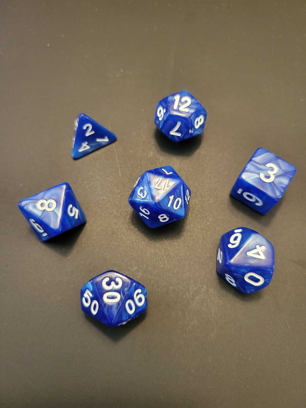 Blue Marble Polyhedral Dice Set for Tabletop Games